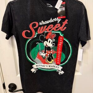 Disney Vintage Wash Black Tee with Red and Green Accents